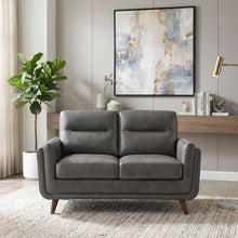 Graphite Top-Grain Leather Loveseat