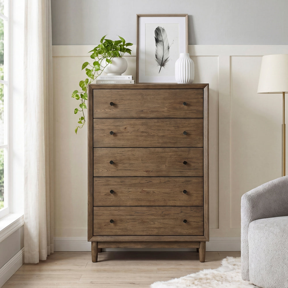 Vesper Brown 5-Drawer Chest