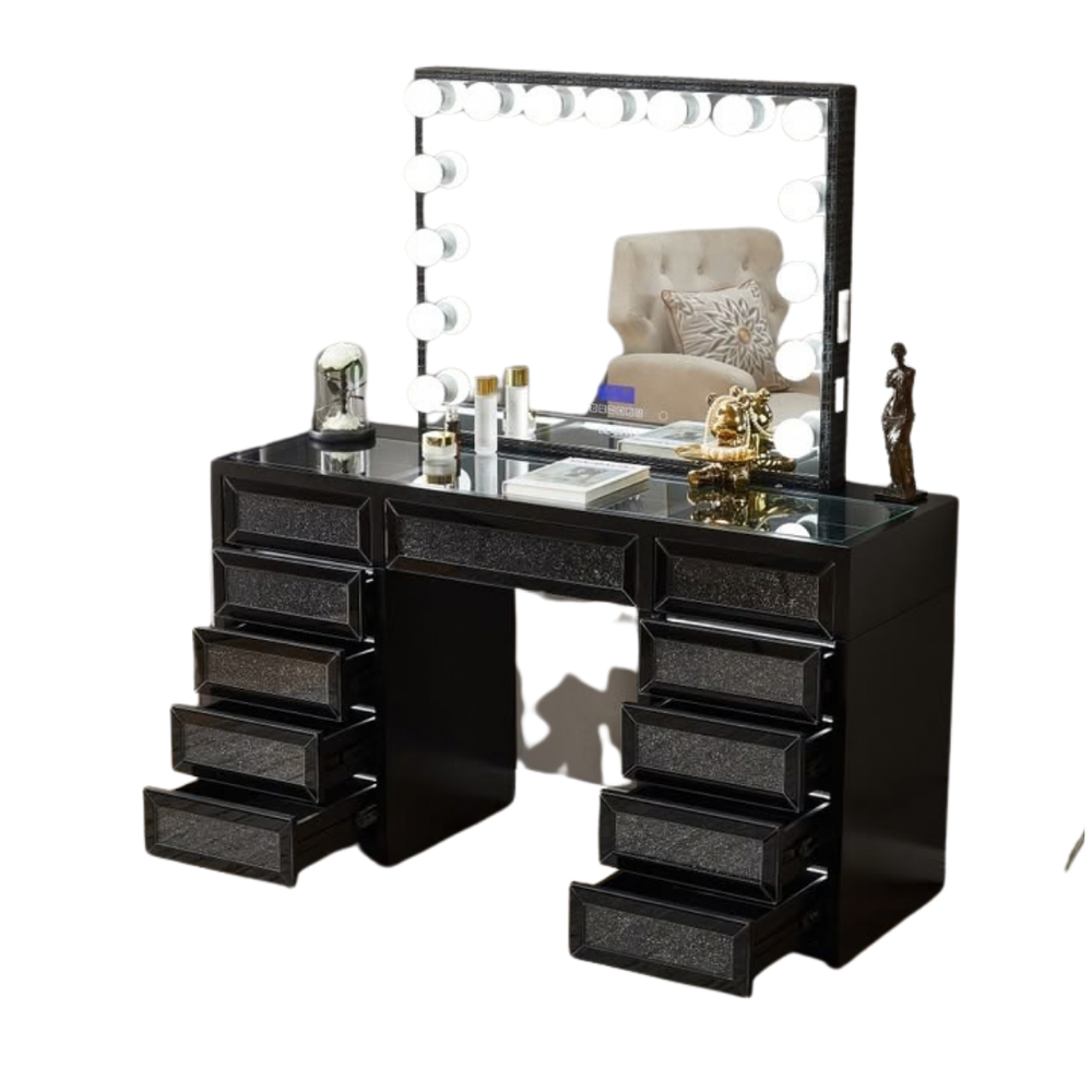 Runway 11 Drawer Vanity Glossy Black Laquear Finish