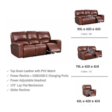 Charles Power Reclining Sofa— Brown