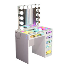Emily 6 Glass Fronted Drawers Vanity Desk with Vanity Mirror