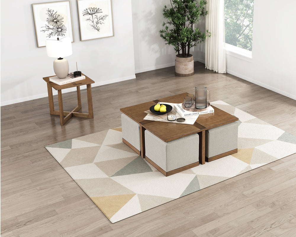 Cozy Collection Coffee Table w/ 4 Ottomans
