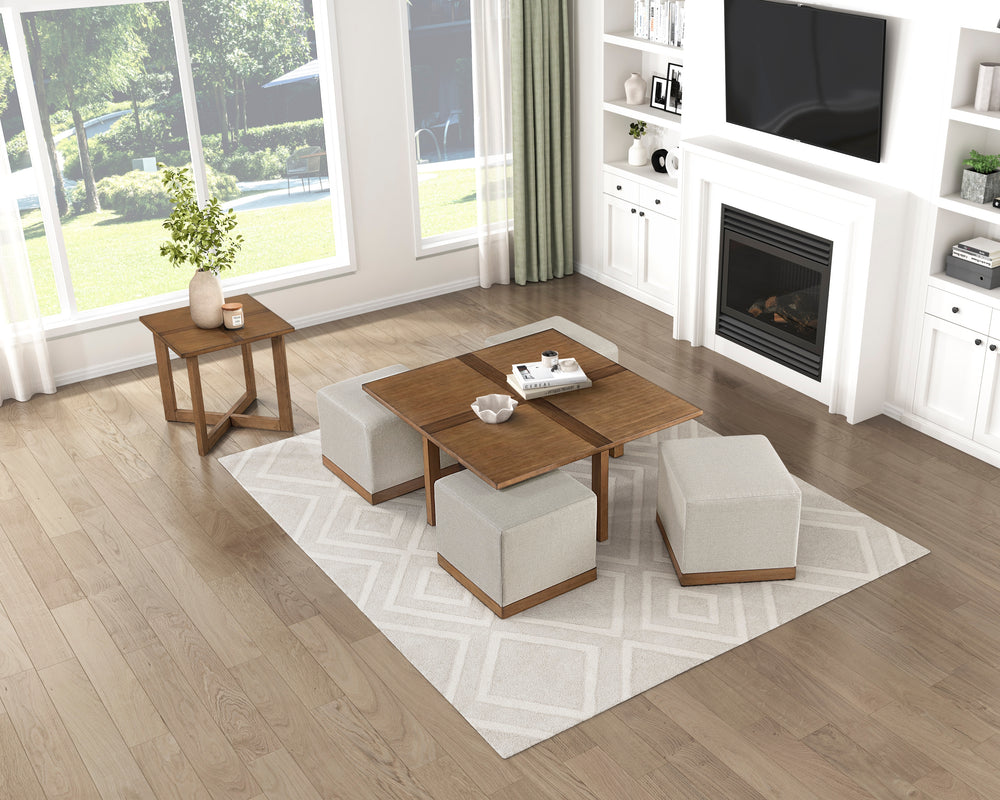 Cozy Collection Coffee Table w/ 4 Ottomans