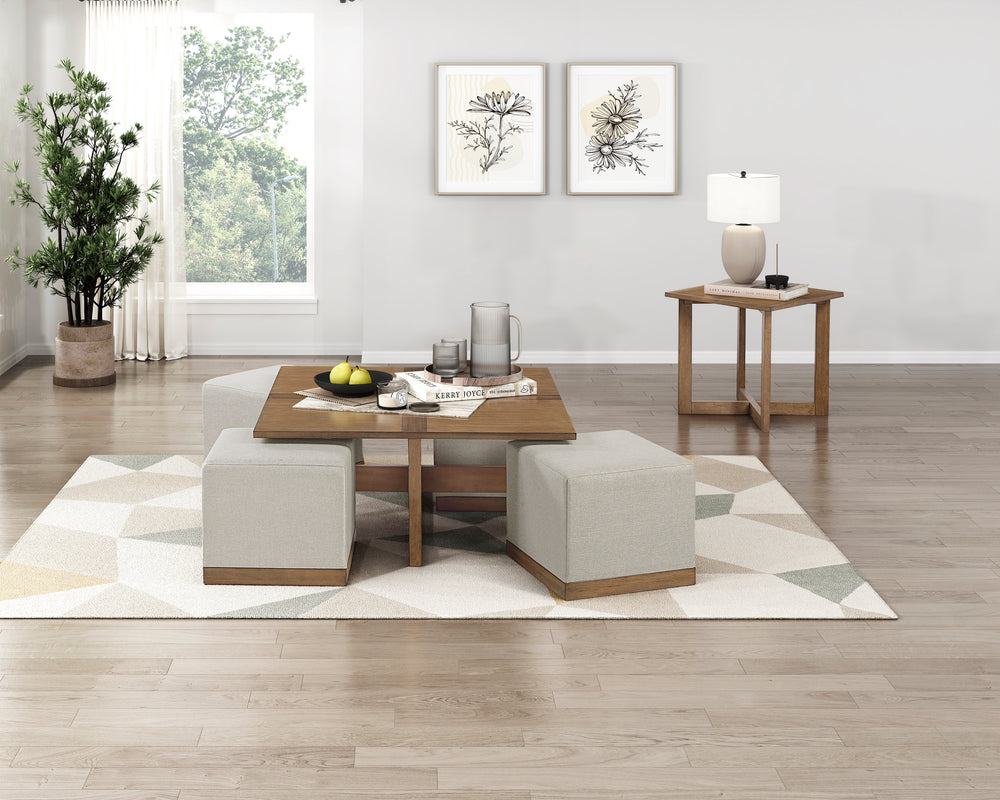 Cozy Collection Coffee Table w/ 4 Ottomans