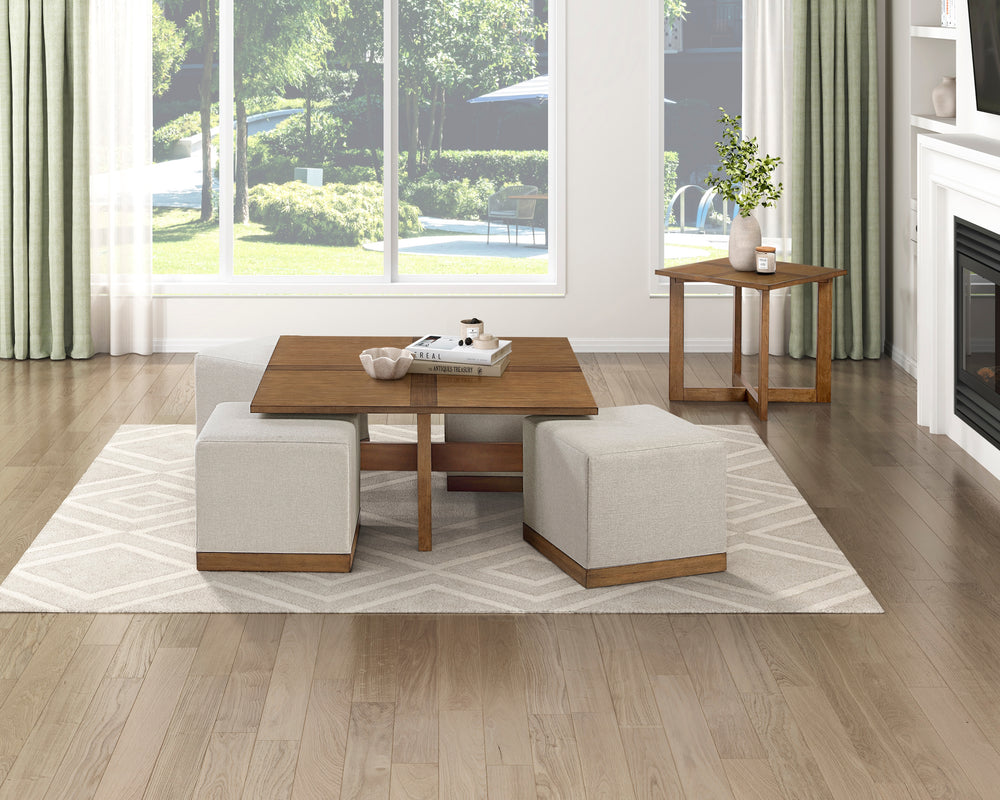 Cozy Collection Coffee Table w/ 4 Ottomans
