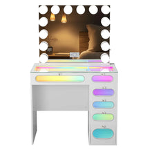 Emily 6 Glass Fronted Drawers Vanity Desk with Vanity Mirror