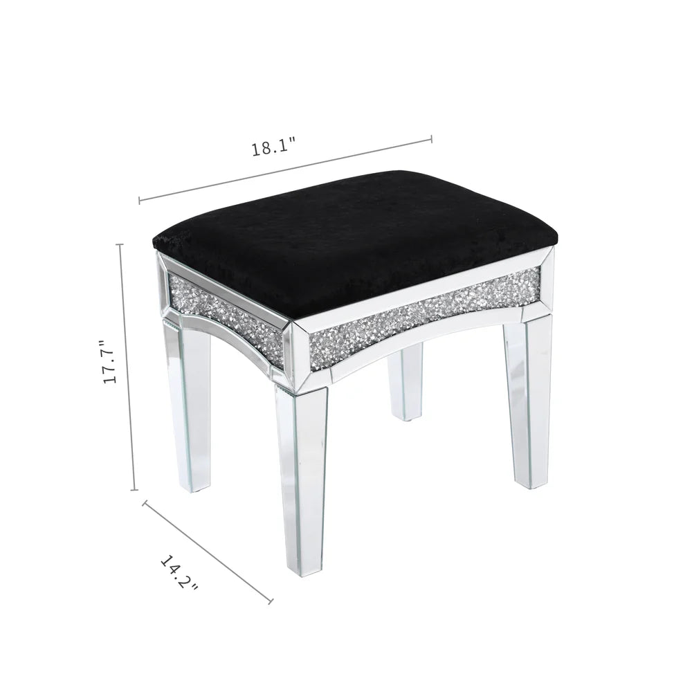 Emily Mirrored Vanity With LED Lights & Stool
