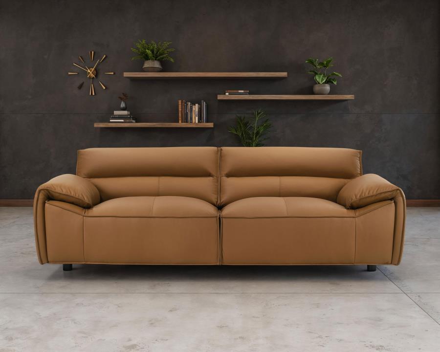 Bronx Leather Upholstered Sofa Orange