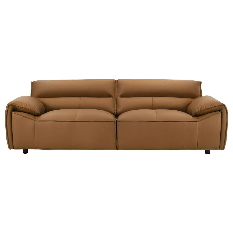Bronx Leather Upholstered Sofa Orange