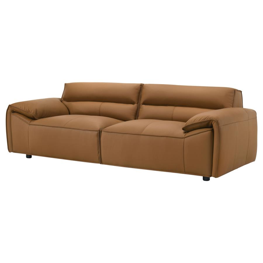 Bronx Leather Upholstered Sofa Orange