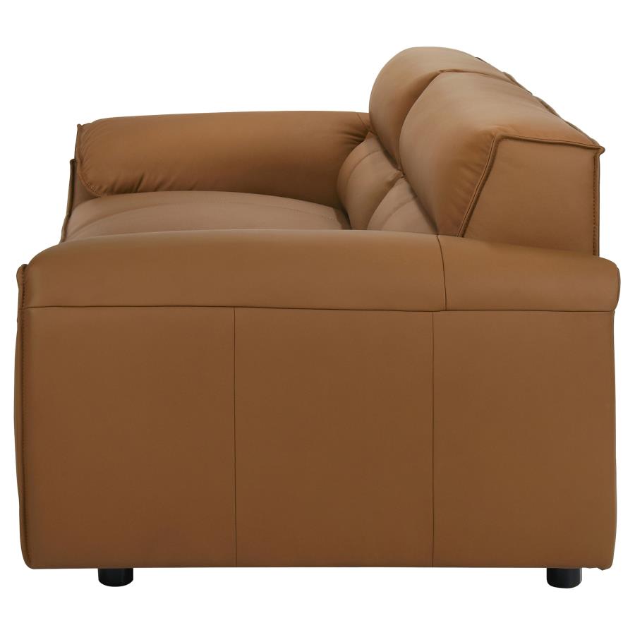Bronx Leather Upholstered Sofa Orange