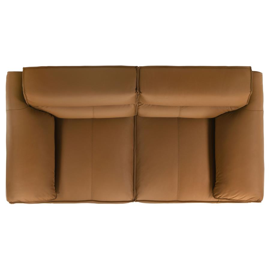Bronx Leather Upholstered Love Seat Orange