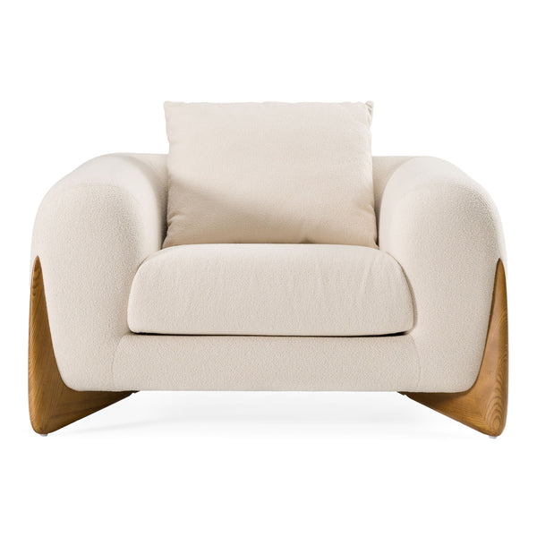 Han Contemporary Cream Fabric and Walnut Lounge Chair