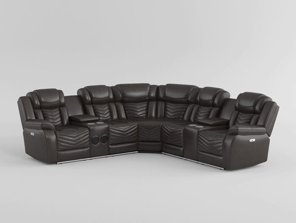 Ramone 3-Piece Power Reclining Sectional with Consoles, Speakers, Subwoofer and LED Lighting alternate view