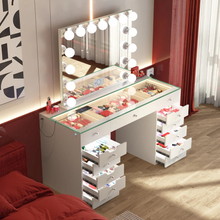 Em Vanity Desk - 13 Storage Drawers with Full Light