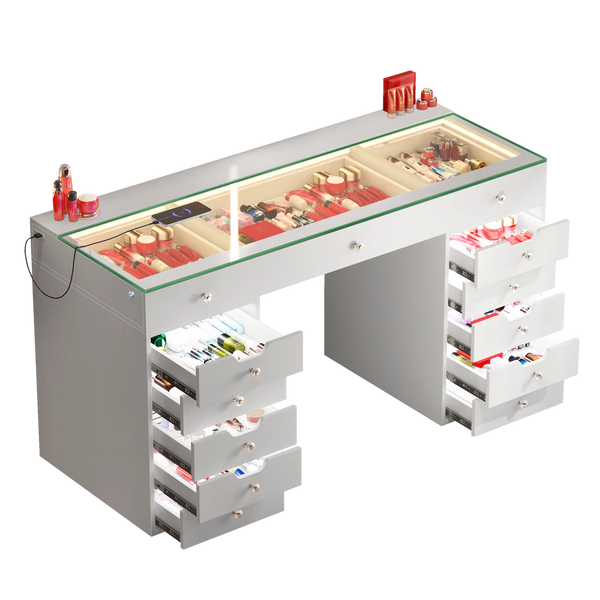 Em Vanity Desk - 13 Storage Drawers with Full Light alternate view