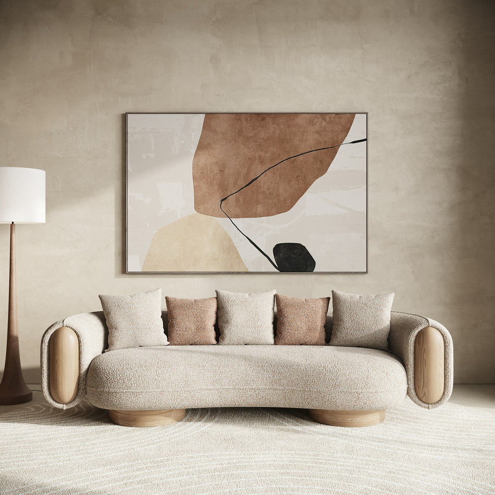 Amber Wood Multicolored Boucle Fabric + Ash Sofa