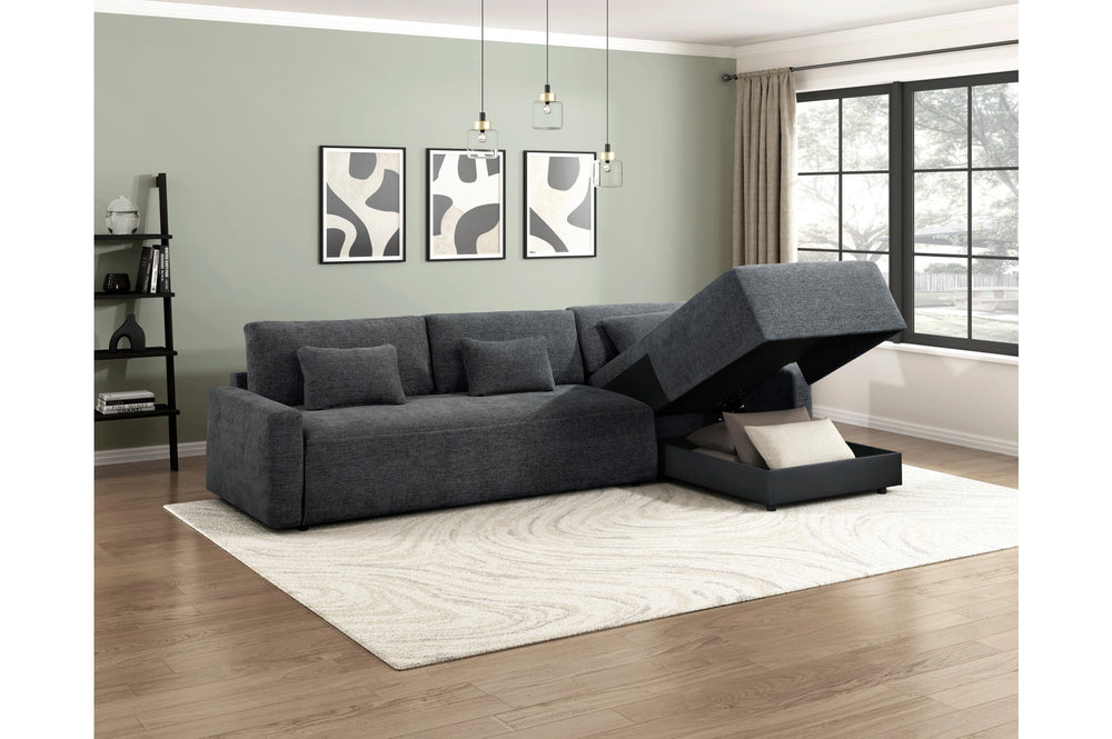 Stratus Dark Gray Sleeper Sectional with Chaise