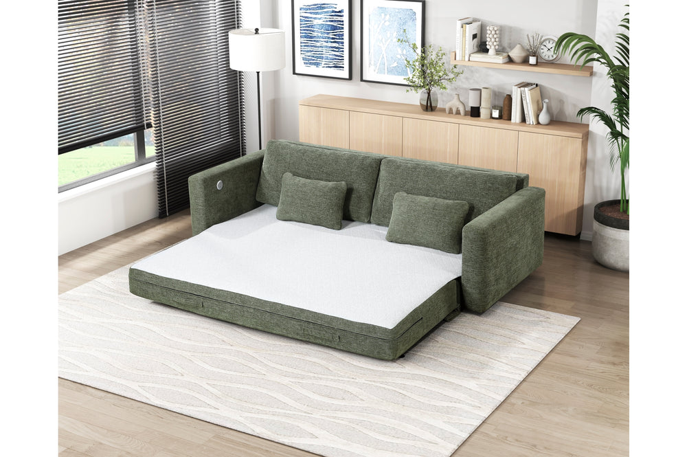 Stratus Green Convertible Queen Sleeper Sofa