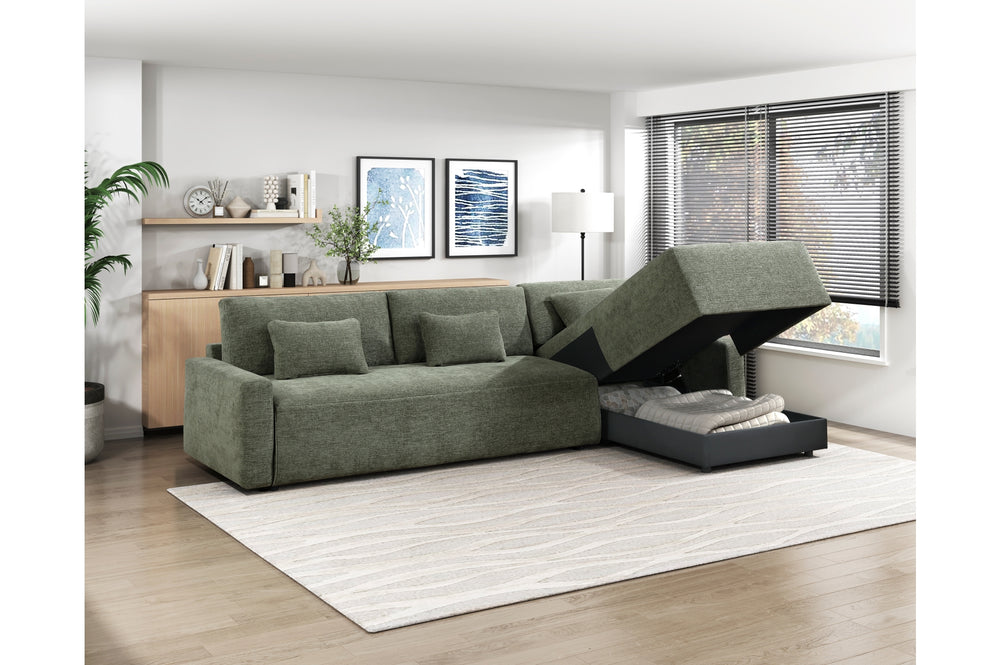 Stratus Green Sleeper Sectional with Chaise