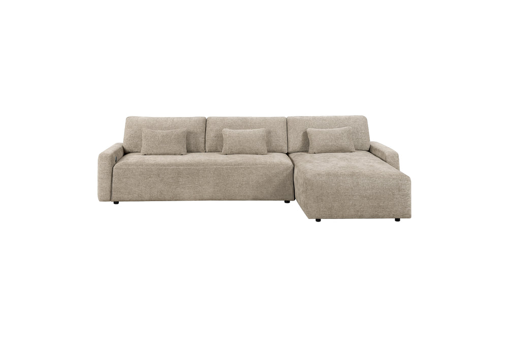 Stratus Taupe Sleeper Sectional with Chaise