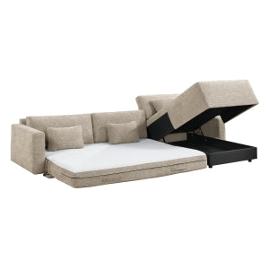 Stratus Taupe Sleeper Sectional with Chaise