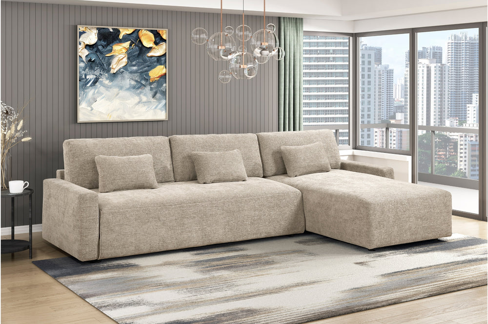 Stratus Taupe Sleeper Sectional with Chaise
