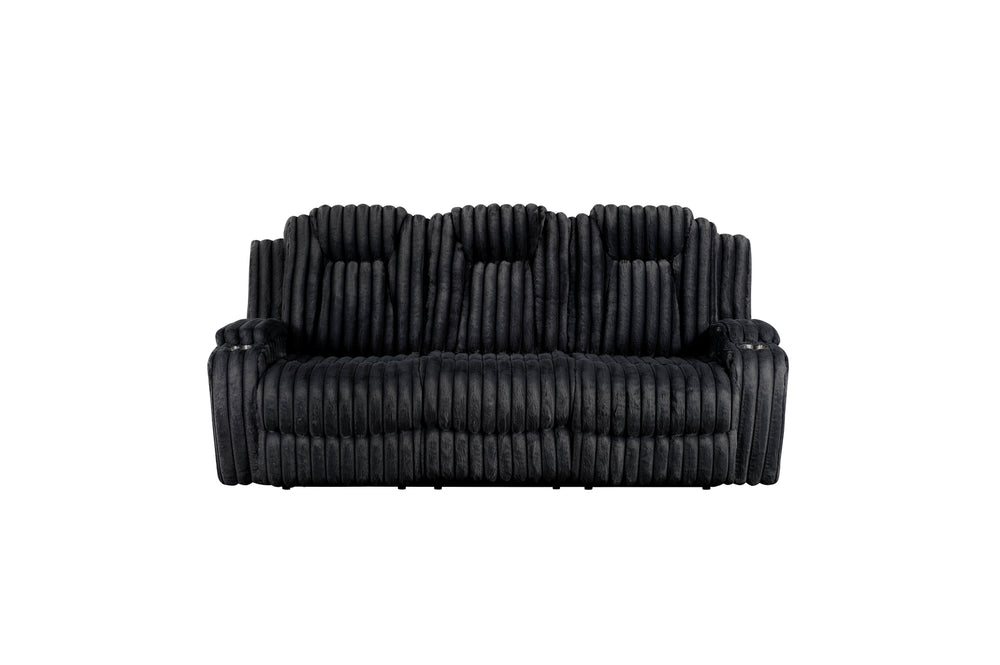 Wren Black Corduroy Double Reclining Sofa