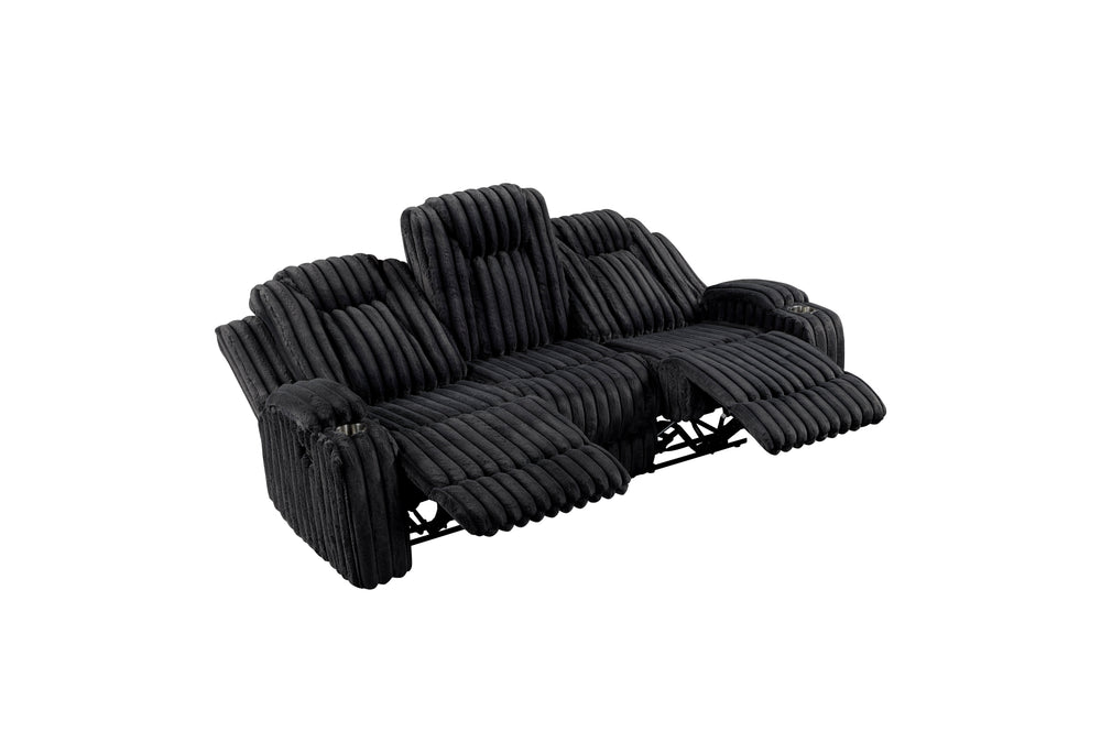 Wren Black Corduroy Double Reclining Sofa
