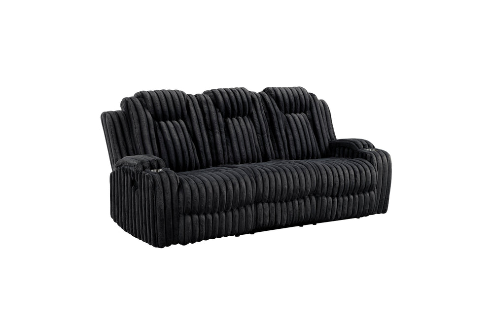 Wren Black Corduroy Double Reclining Sofa