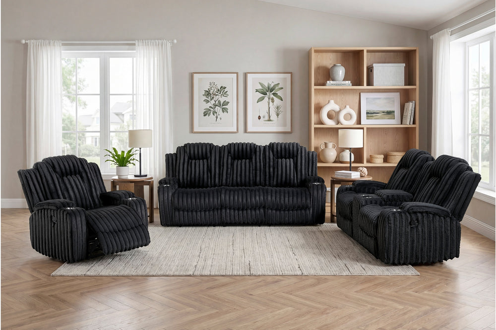 Wren Black Corduroy Reclining Chair