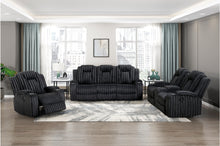 Wren Black Corduroy Double Reclining Loveseat