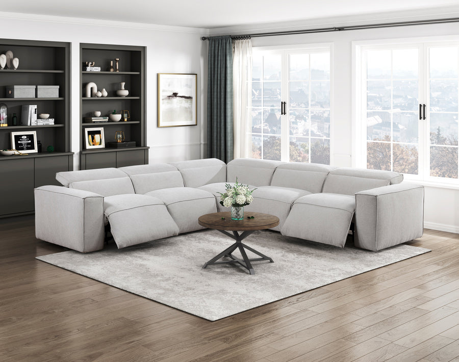 Zen 5-Piece Modular Power Reclining Sectional with Power Headrests Complete Room
