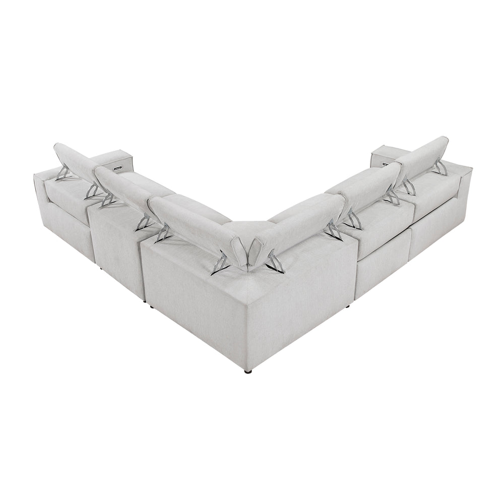 Zen 5-Piece Modular Power Reclining Sectional with Power Headrests