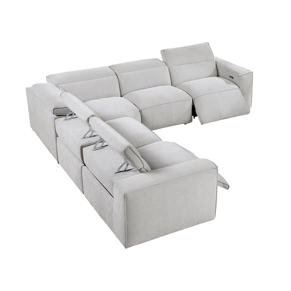Zen 5-Piece Modular Power Reclining Sectional with Power Headrests