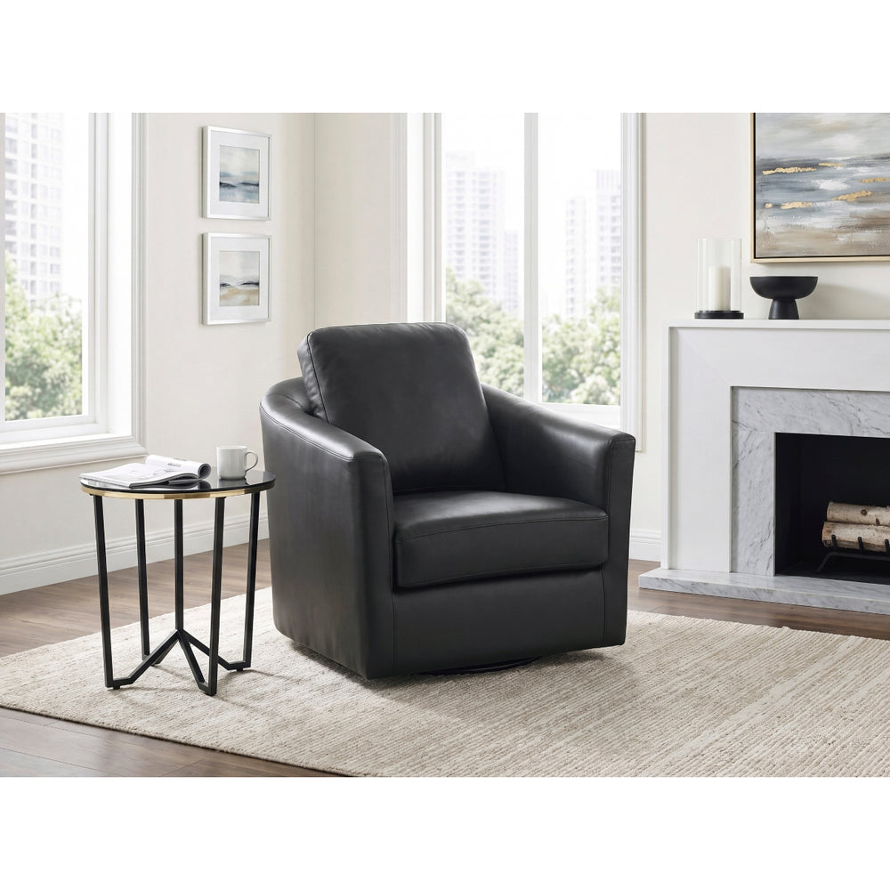 Vista Black Leather Swivel Chair