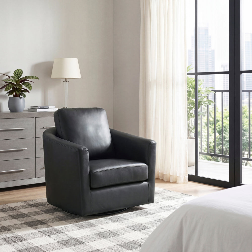 Vista Black Leather Swivel Chair