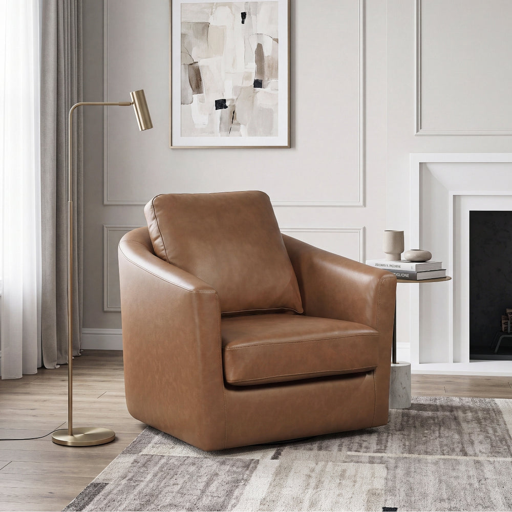 Vista Dark Brown Leather Swivel Chair