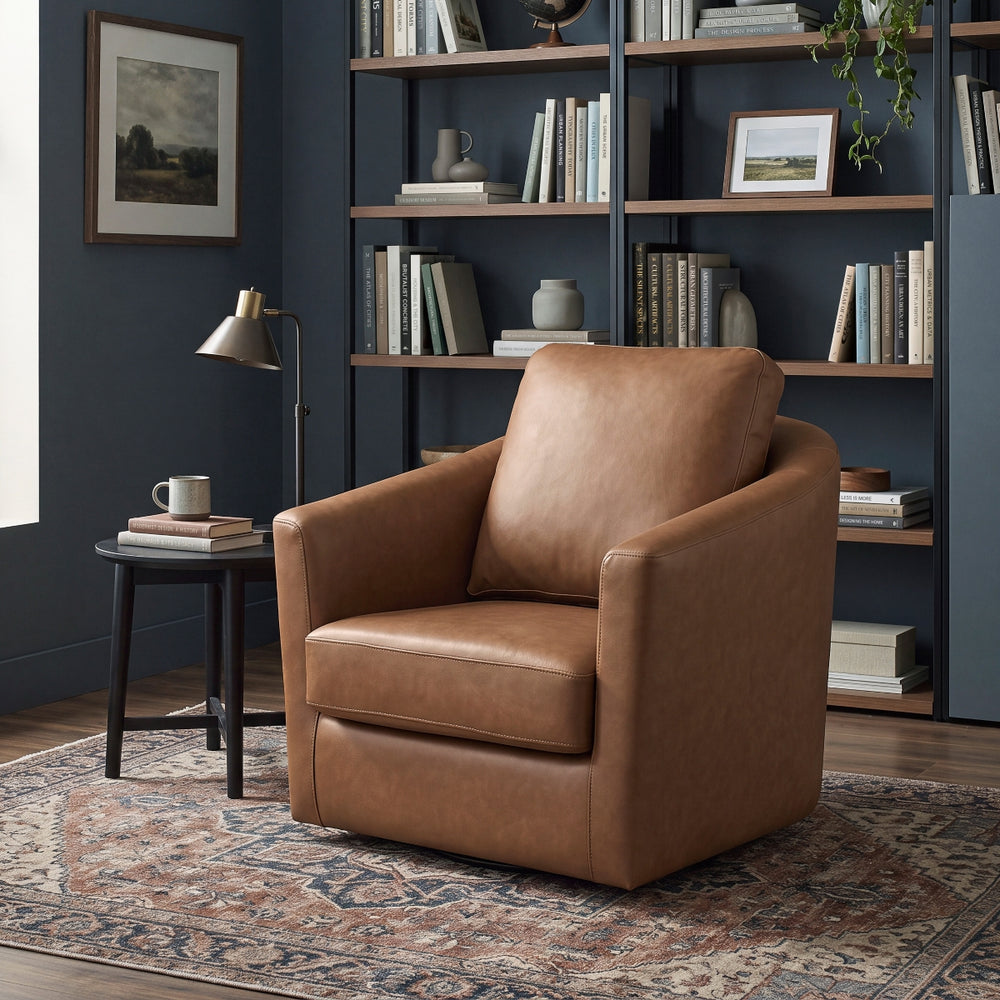 Vista Dark Brown Leather Swivel Chair