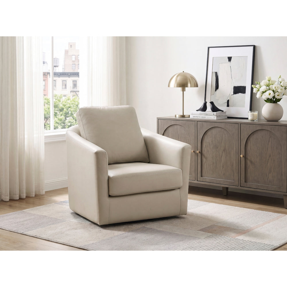 Vista Taupe Leather Swivel Chair