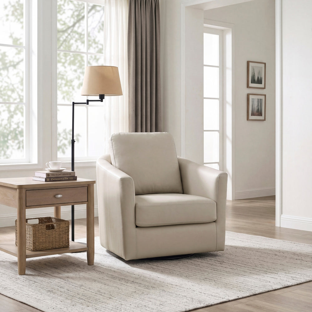 Vista Taupe Leather Swivel Chair