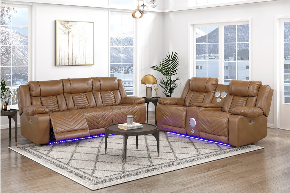Harbor Brown Power Double Reclining Loveseat