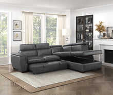 Barre (2)2-Piece Sectional with Pull-out Bed and Right Chaise with Hidden Storage, Adjustable Headrests - view 9