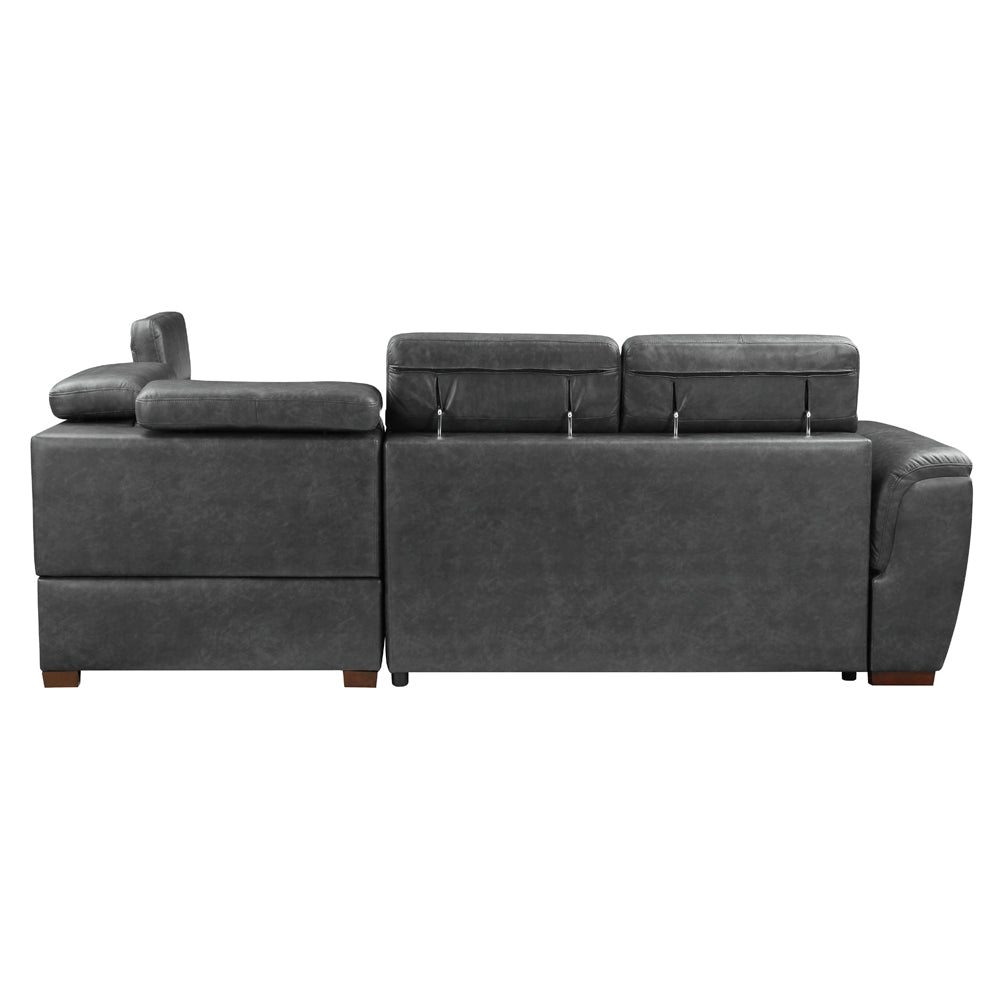 Barre (2)2-Piece Sectional with Pull-out Bed and Right Chaise with Hidden Storage, Adjustable Headrests - view 11