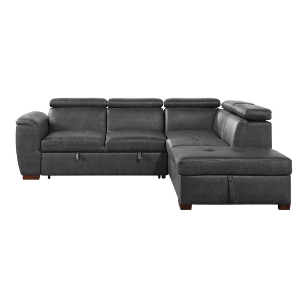 Barre 2-Piece Sectional with Pull-out Bed and Right Chaise with Hidden Storage, Adjustable Headrests alternate view