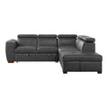 Barre 2-Piece Sectional with Pull-out Bed and Right Chaise with Hidden Storage, Adjustable Headrests