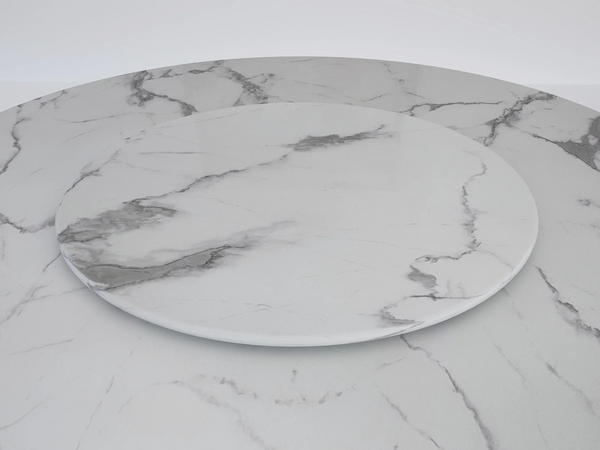 Roman 60''D Round Marble Dining Table with Matching 31.5‘’D Lazy Susan alternate view