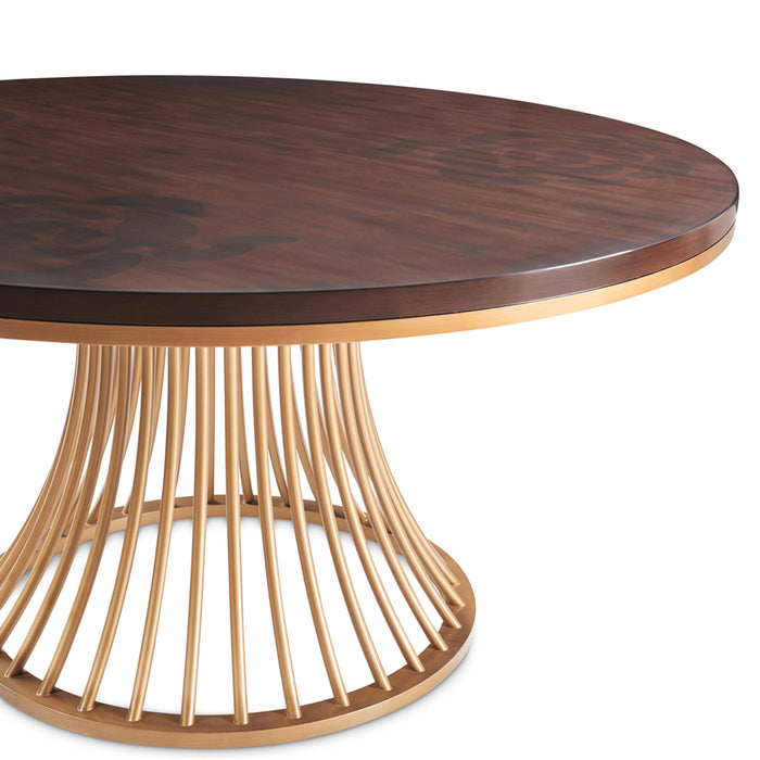 Camellia Field Round Dining Table Warm Pecan