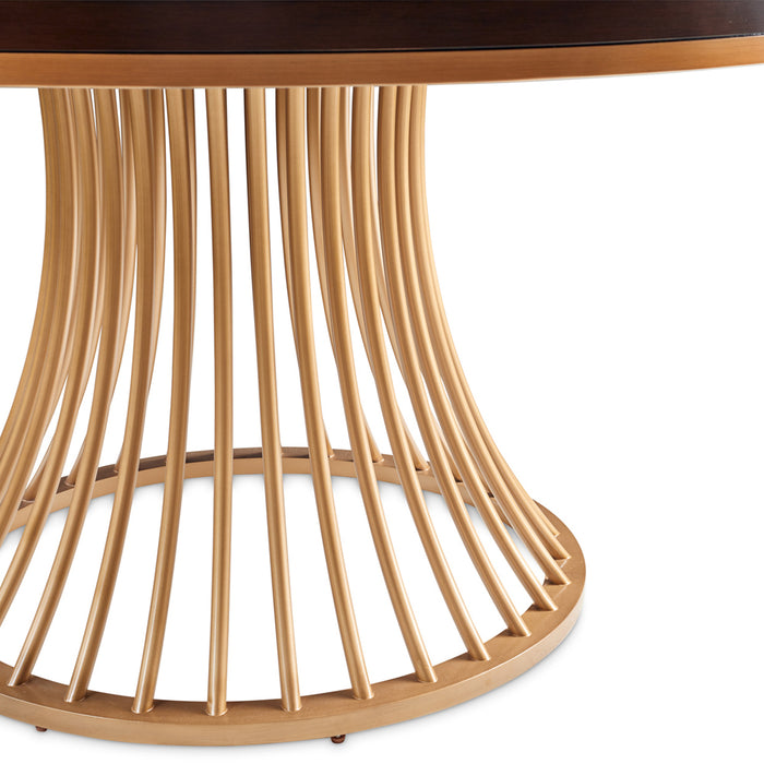 Camellia Field Round Dining Table Warm Pecan detail
