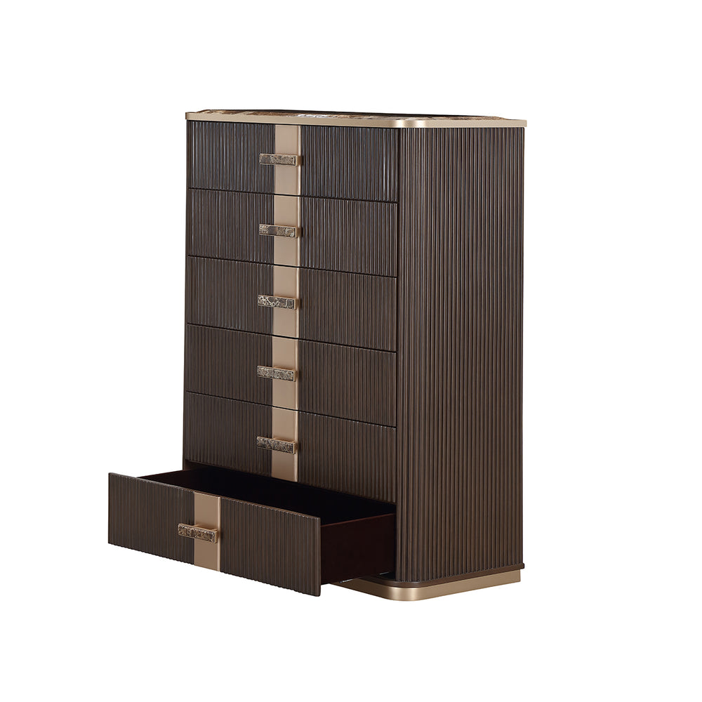 West Kensington Highboy Chest in Medium Espresso